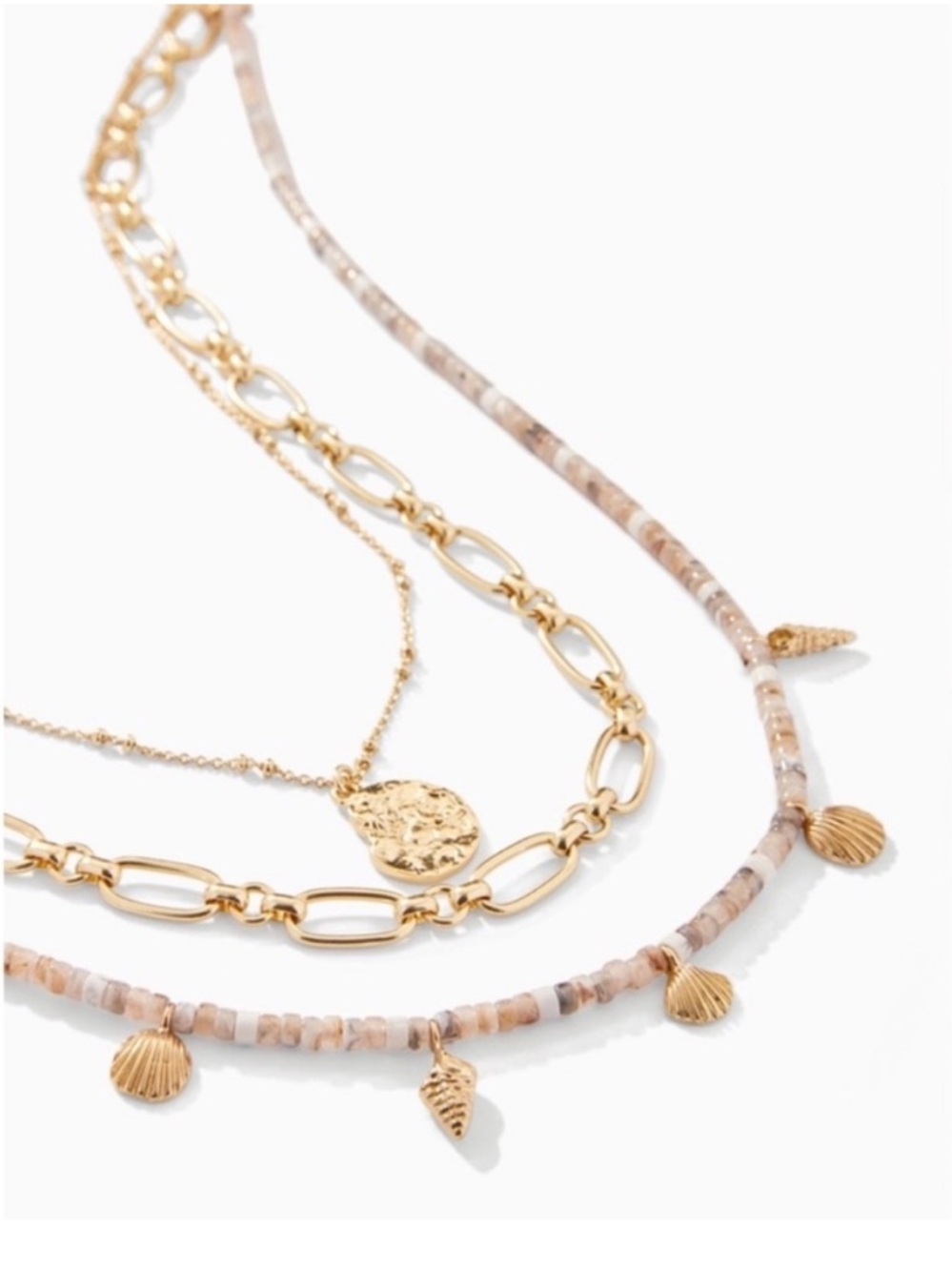 Stella & Dot Beach Triple Strand Necklace - Gold